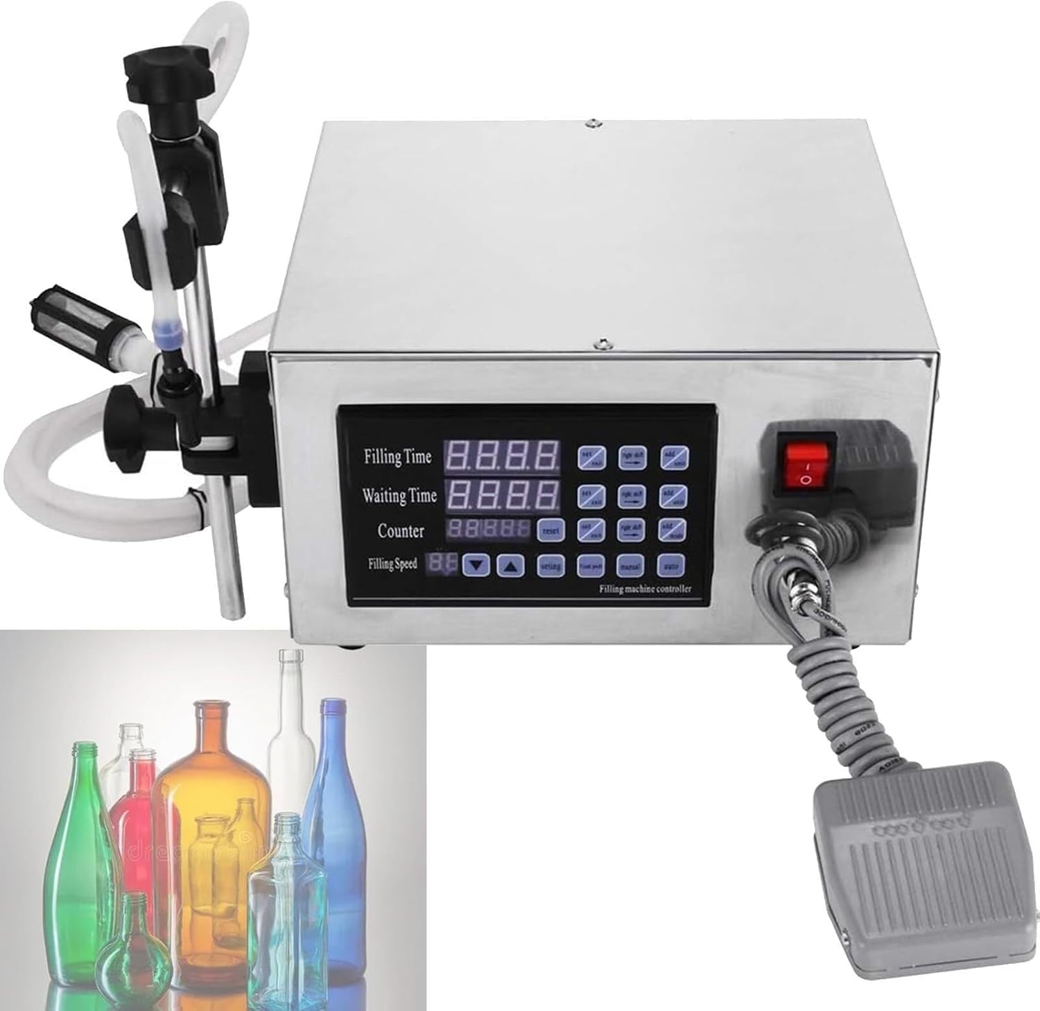 Liquid Filling Machine, Fully Automatic Small Quantitative Alcohol Filling Machine, Used for Drinking Water, Shampoo, Milk, 5-17000Ml Capacity, 17L/Min