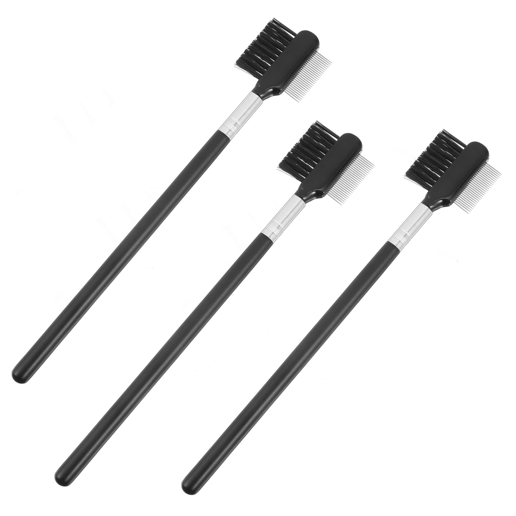 Beaupretty 3Pcs Dual Head Eyebrow and Eyelash Comb Portable Makeup Brush for Eyelash Curling and Brow Shaping Non Skid Handle for Salon and Personal Use Lightweight Design for Travel