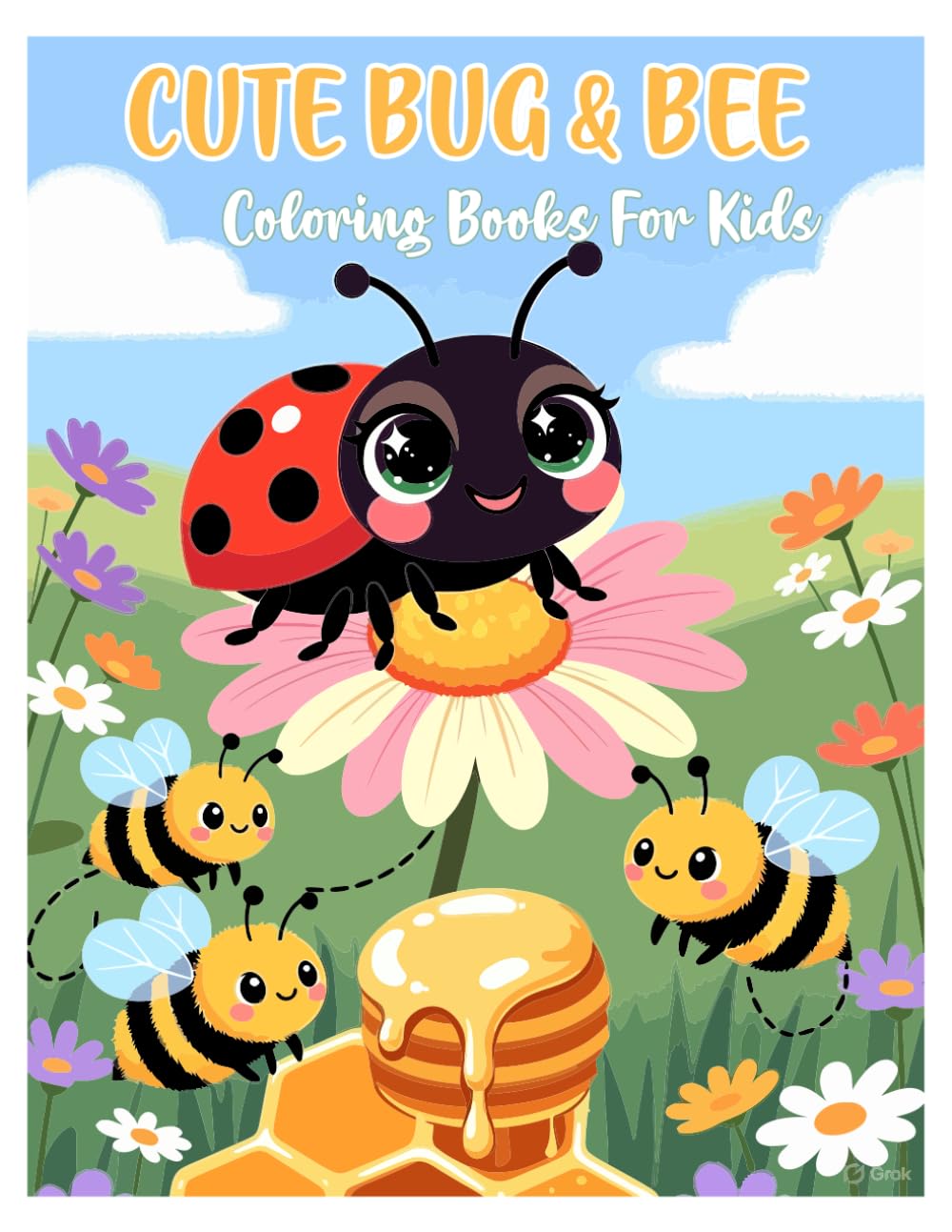 Cute Bug and Bee Coloring Book for Kids: Ladybug and Bumblebee Activity Pages with Insect Illustrations for Children