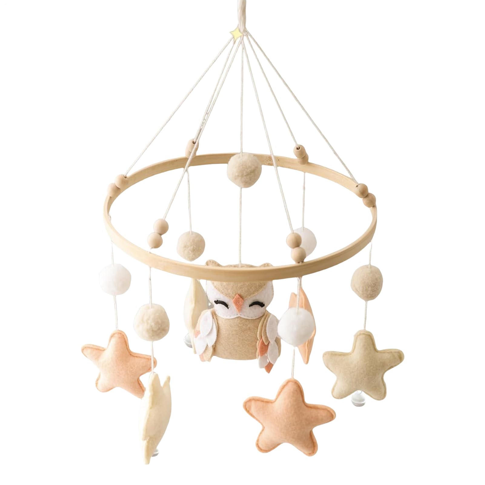 Crib Mobile, Bedside Baby Toy, Rotating Baby Decor, Nursery Decoration Crib Mobile,Soft Sensory Bedding Play Accessory for Girl Boy Room Home Nursery Bedroom Decor