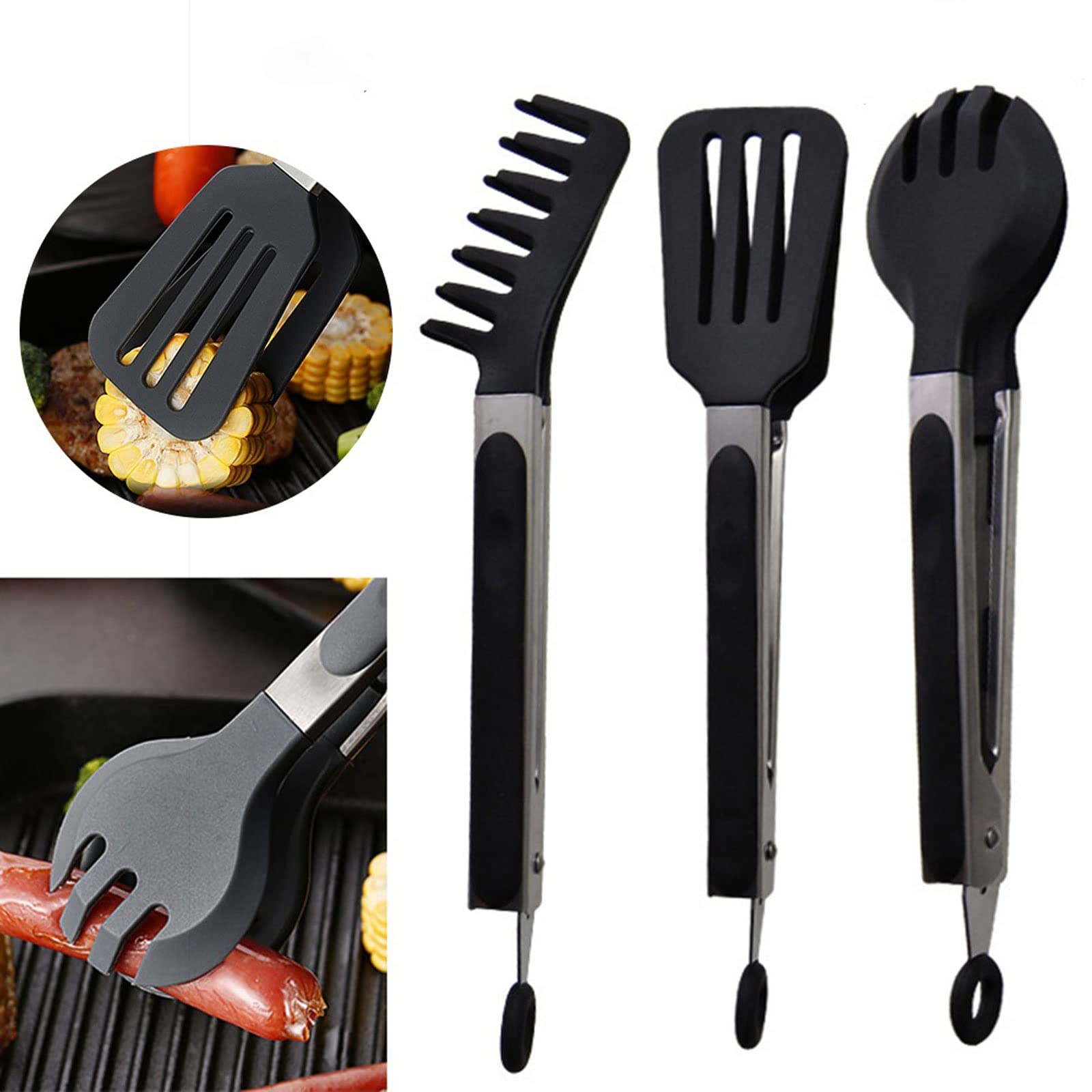 Pinza da Cucina 1pc Antiscivolo con Blocco dei Denti Resistenza alle Alte Temperature Clip per tagliatelle da Cucina Pinza per servire Cibo(C)