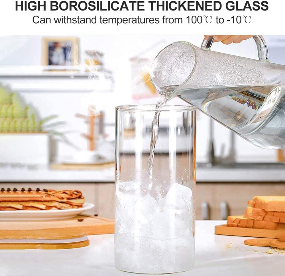 Lot de 4 distributeurs de céréales en verre avec couvercle en bambou et anneau d'étanchéité en silicone pour noix, pâtes, spaghetti, thé, café, collation