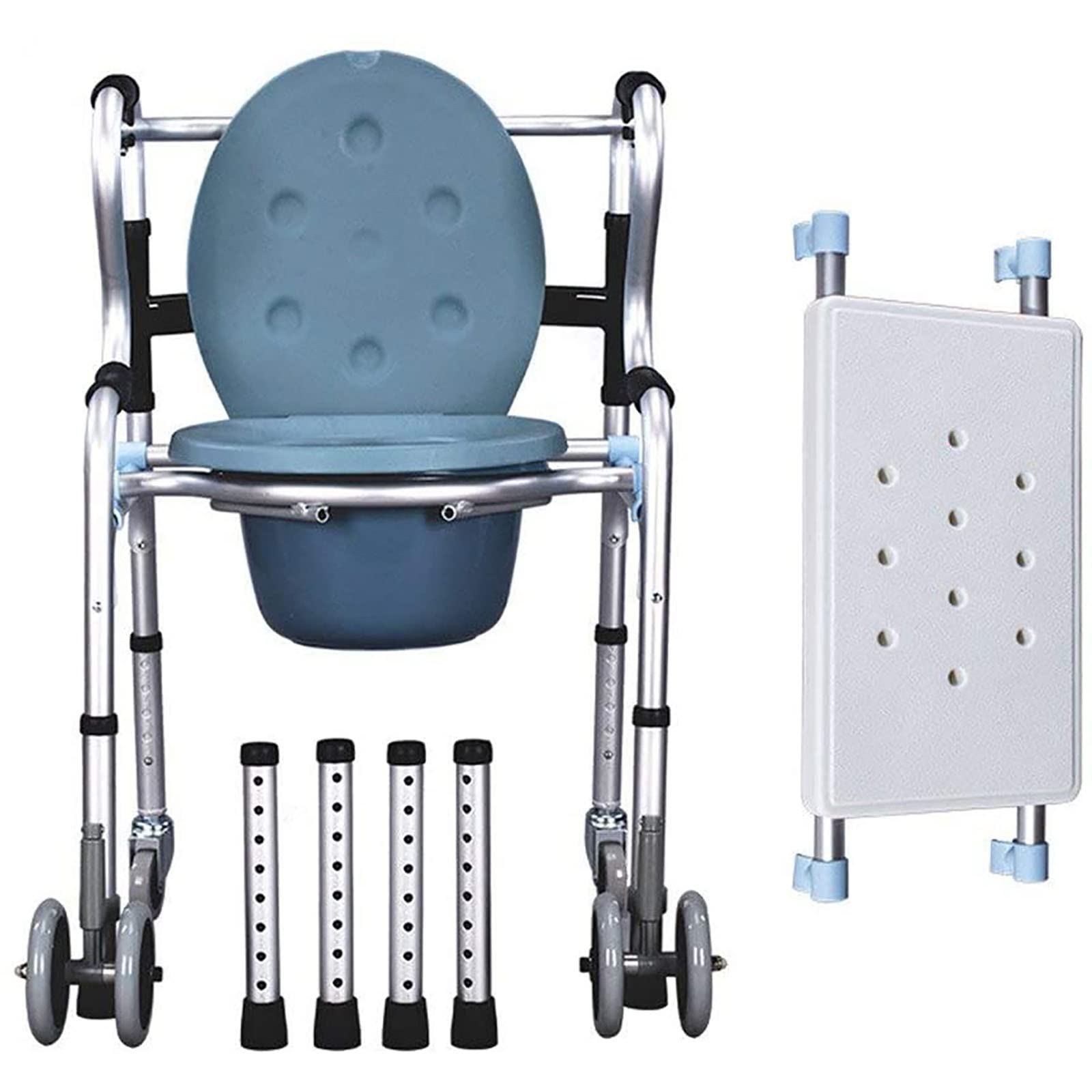 Gthtuhfd Women's 1 Bedside Commode Chair, Commode Chair And Padded Toilet Seat, Shower Chair With Wheels,Shower Transport Chair,For Pregnant, Elderly & Disabled