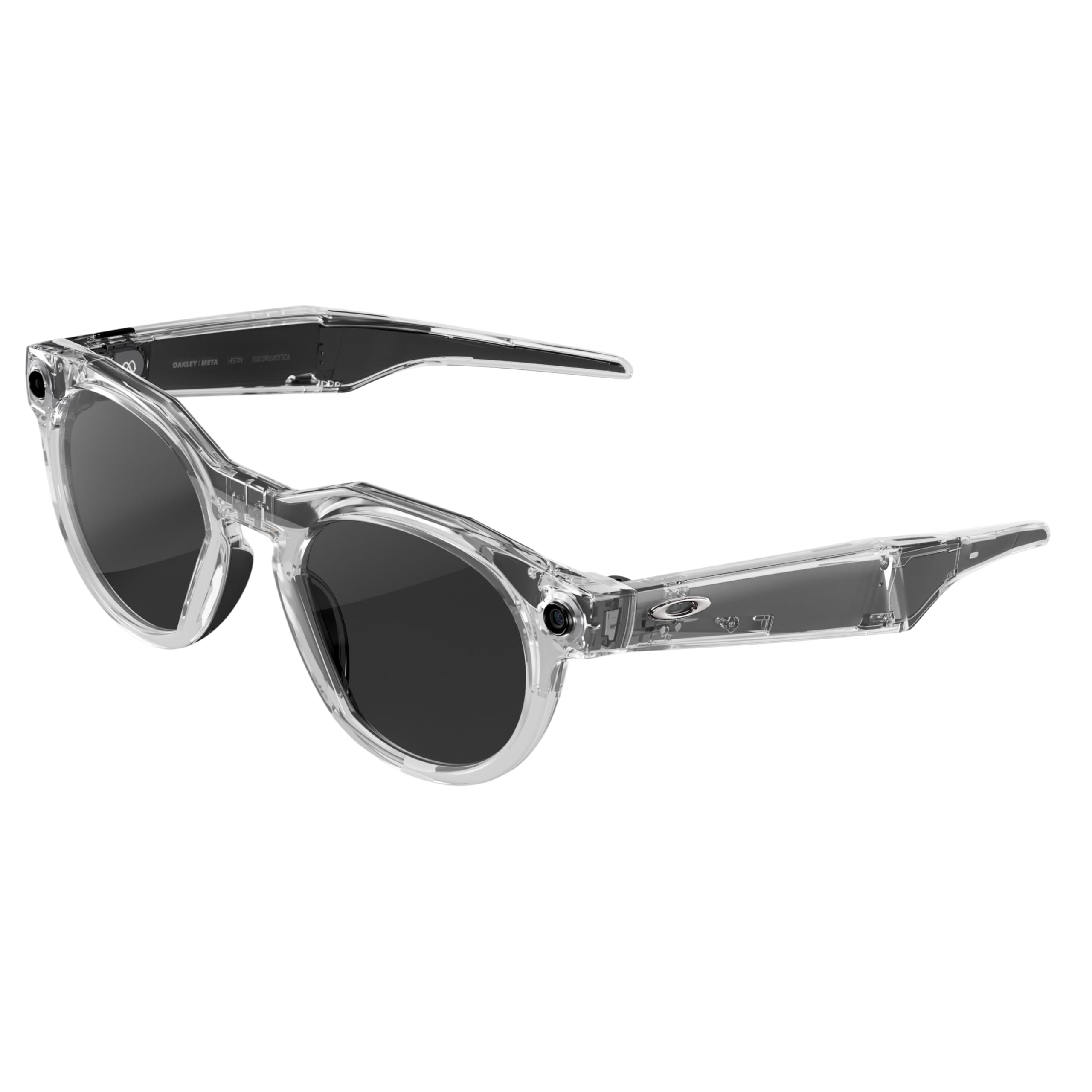 Oakley Meta HSTN Gafas IA para Hombre, Mujer — Gafas Deportivas y de Estilo de Vida — Cámara 12 MP, Video 60fps, Open-Ear Audio, Meta AI — Montura Transparente, Lente Transitions® Grey