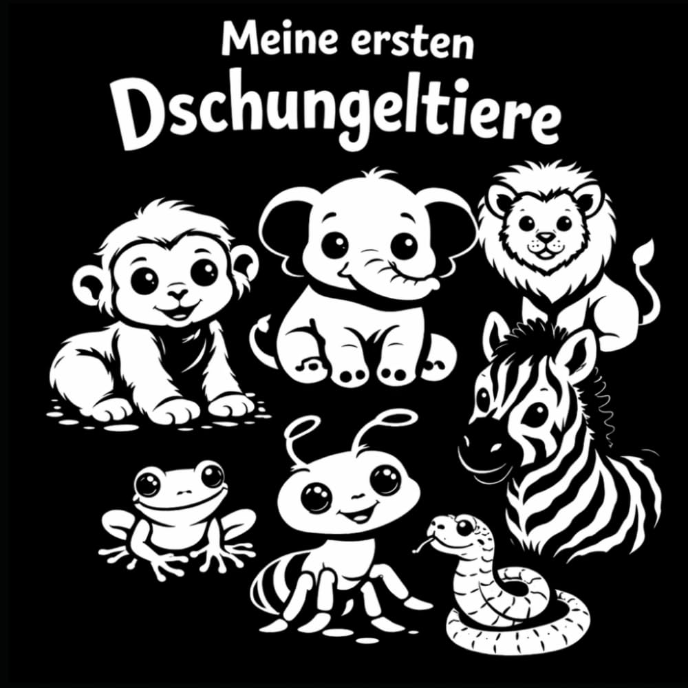 Meine ersten Dschungeltiere: Kontrastbilder für Babys | Schwarz-Weiß Bilderbuch für Neugeborene und Babys ab 0 Monaten (Kontrastbilder für Baby's und Neugeborene)