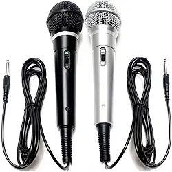 Kit de 2 Microfones Cardioide Dinâmicos Qualidade Profissional para Cantar Ao Vivo Ideal para Gravações e Apresentações