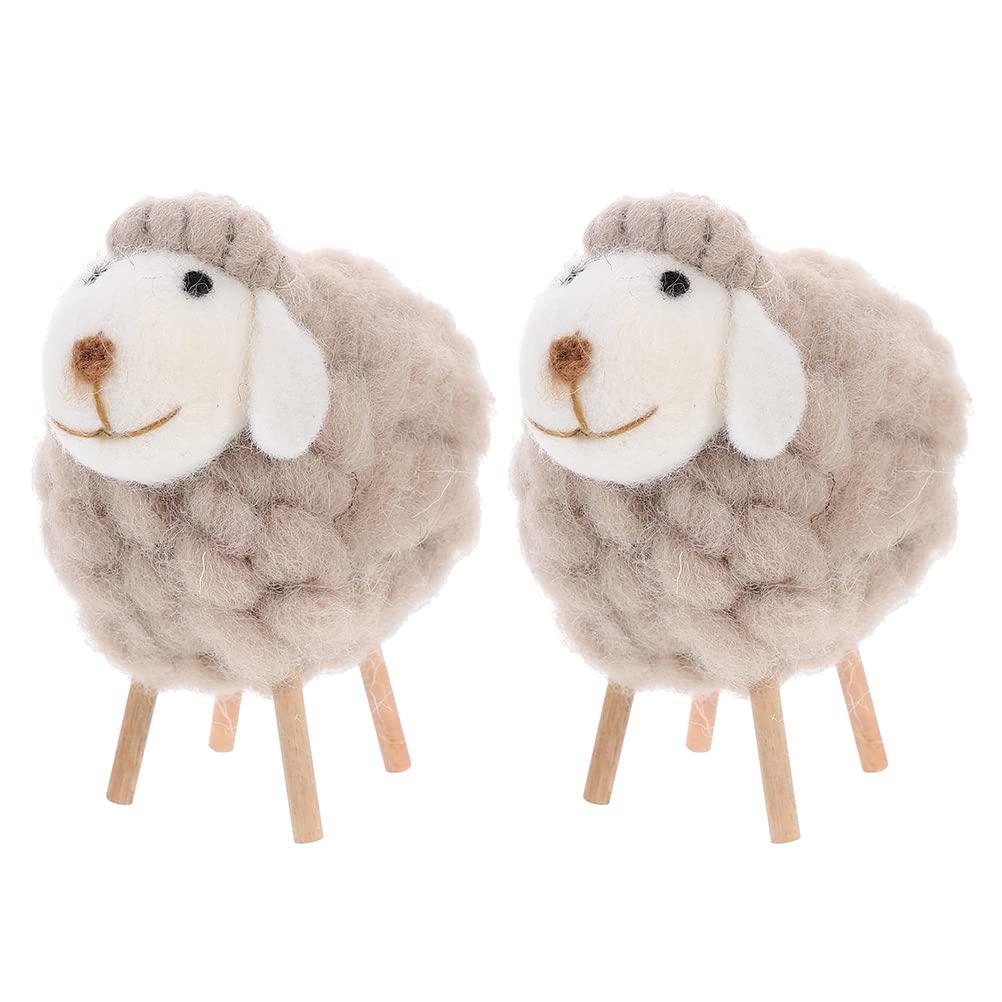 Amazon.com: LUOZZY Plush Sheep Tabletop Ornaments Wooden Leg Fixed