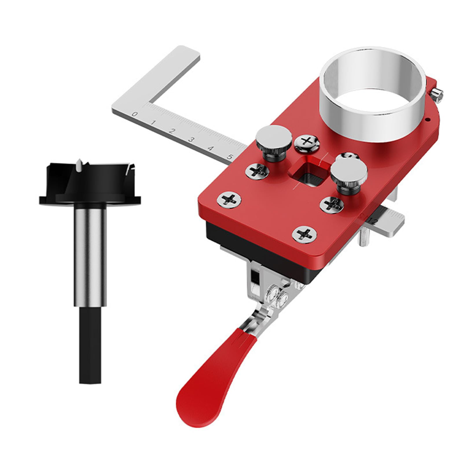 Woedpez 35Mm Cup Hinge Positioning Jigs Stainless Steel Hole Positioner With Smooth Ball Bearing Guide For Accurate Installation Woodworking Drill Guide
