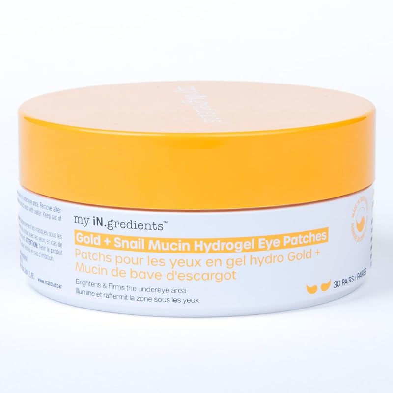 masque BAR Adesivos de hidrogel para a região dos olhos com ouro e mucina de caracol, 30 pares