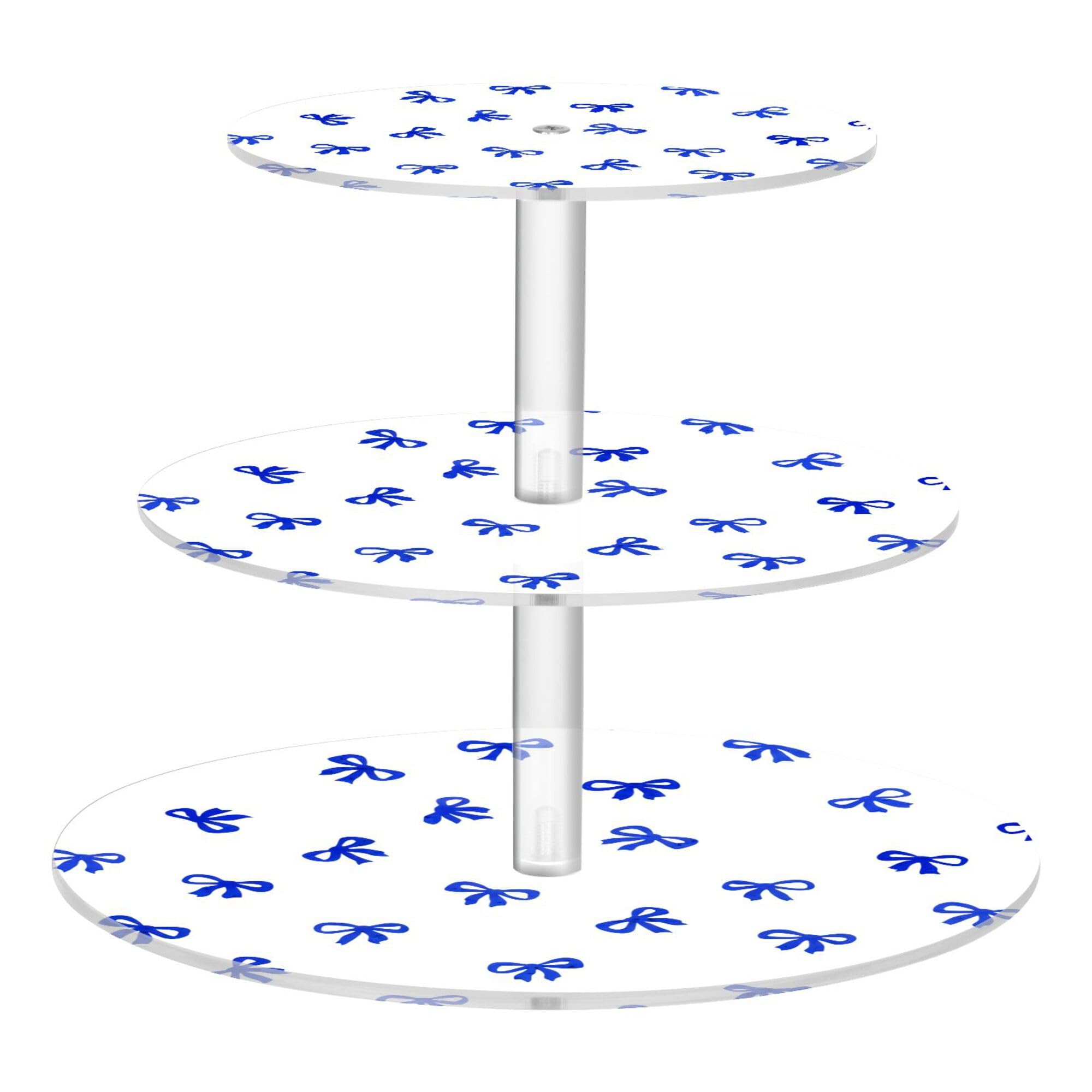 PYBUG Bows 3 Tier Acrylic Cupcake Stands Tower,Dessert Table Display Set for Tea Party,Wedding,Birthday, Baby Shower