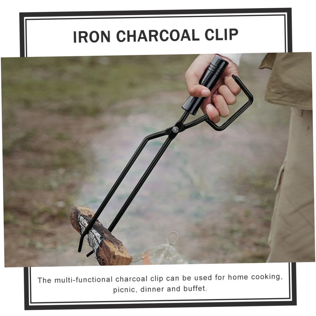 Mikikit Long Charcoal Tong Extra Long Bbq Plier for Grilling for Indoor Fireplace Outdoor Fire Pits Stain Resistant Handle Durable Labor Saving Charcoal Clamp