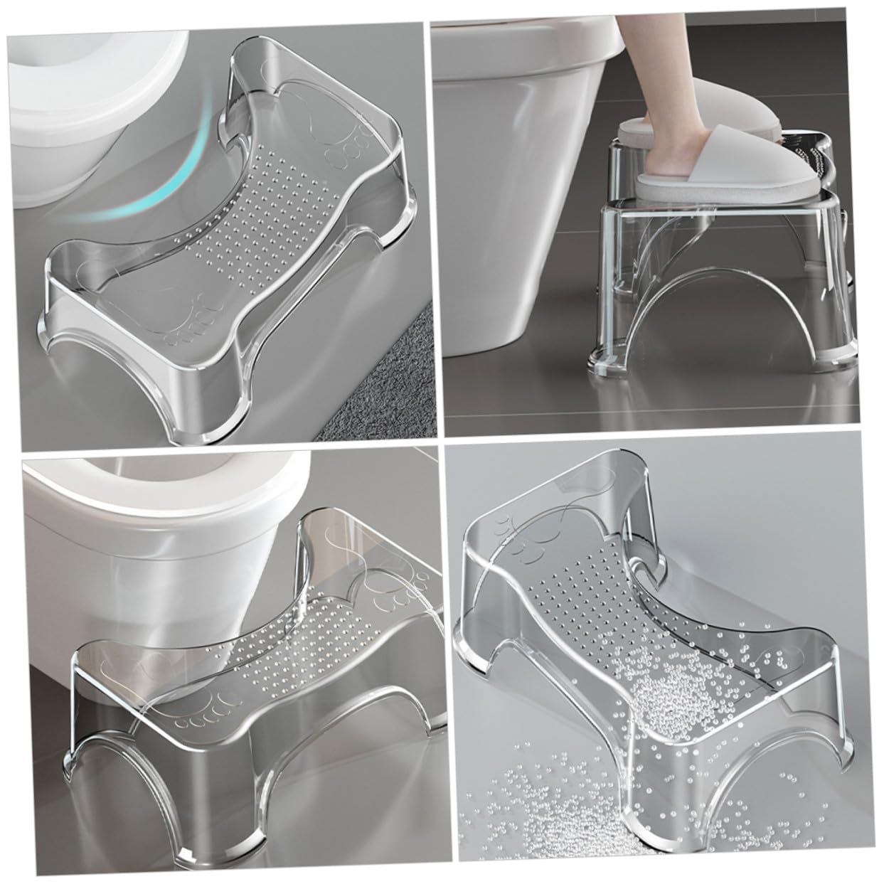 Sgabello per Wc Trasparente Antiscivolo Multifunzione Sgabello Bagno Elevato per Indipendenza e Allenamento Vasino Pedana per Toilette per Uso Quotidiano