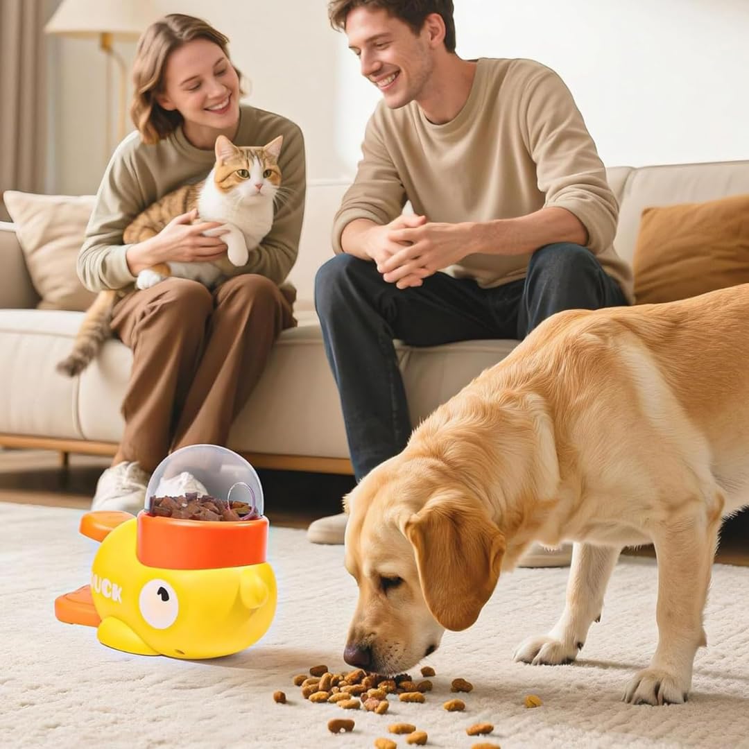 Jouis İnteraktif Kedi Köpek Mama Oyuncağı, Ördek Şeklinde Pedallı Ödül Maması Fırlatıcı, Zeka Geliştirici Yavaş Beslenme Aparatı, Evcil Hayvan Stres Azaltıcı Egzersiz Oyuncağı
