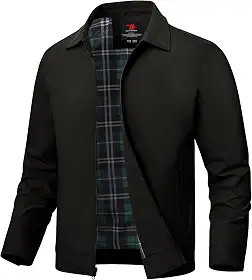 Jaquetas masculinas leves corta-vento luz de golfe zíper completo elegante trabalho casual vestido negócios com bolsos com zíper
