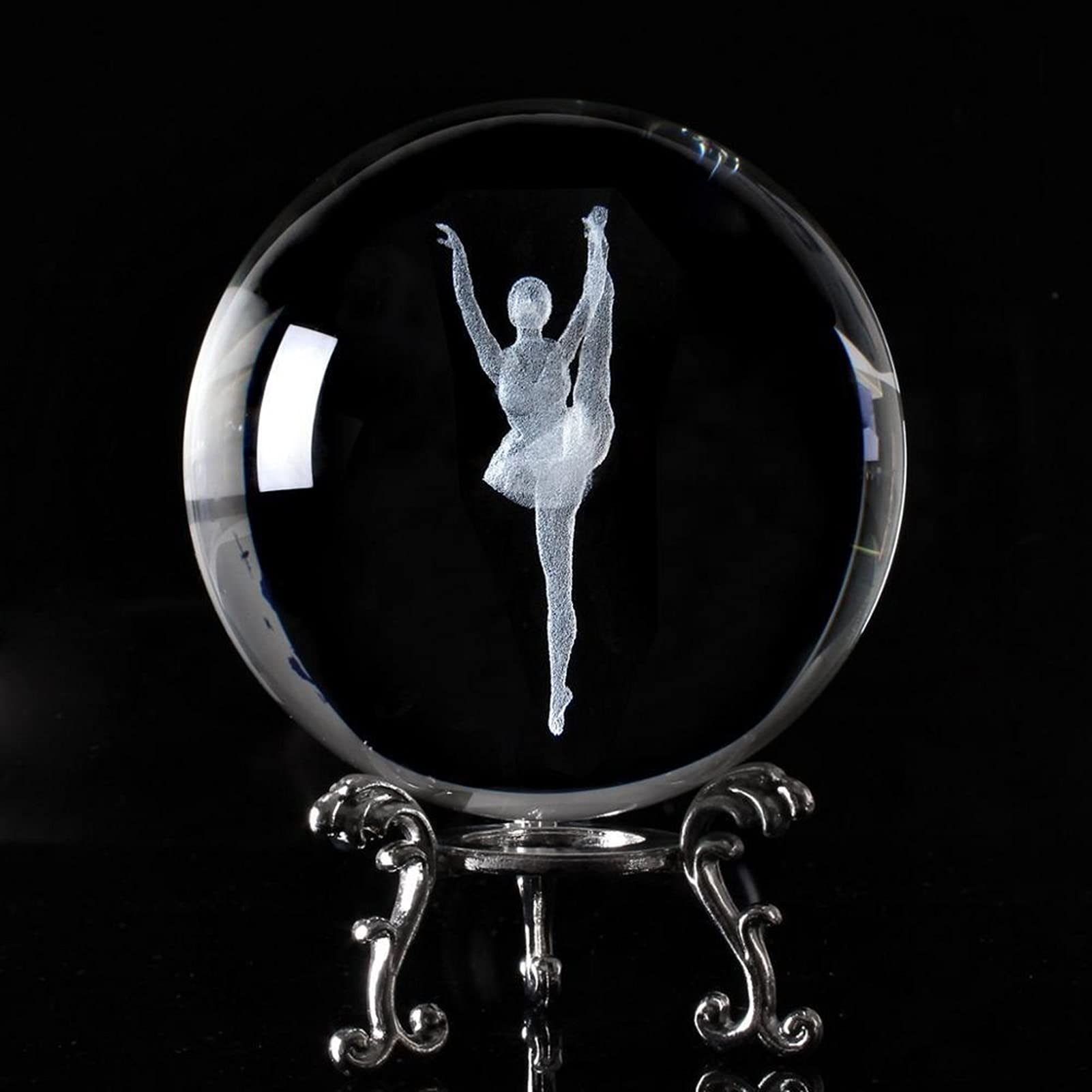bola de cristal (en la magia occidental) 6 / 8cm Bola de cristal transparente Láser 3D grabado Ballet Bailarín Vidrio Bola decorativa Feng Shui Art Decor Accesorios Miniaturas Regalos bola de cristal(
