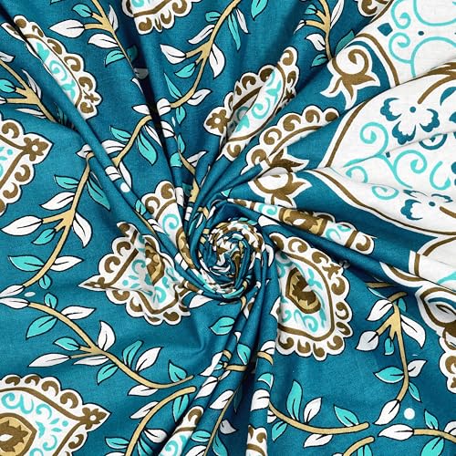 Image of RajasthaniKart Pure Cotton 180 TC King Size BEDSHEET with 2 Pillow Cover - 90X108 (Suitable for King Size Bed Sheet or Double Bed, Teal) PSP 141