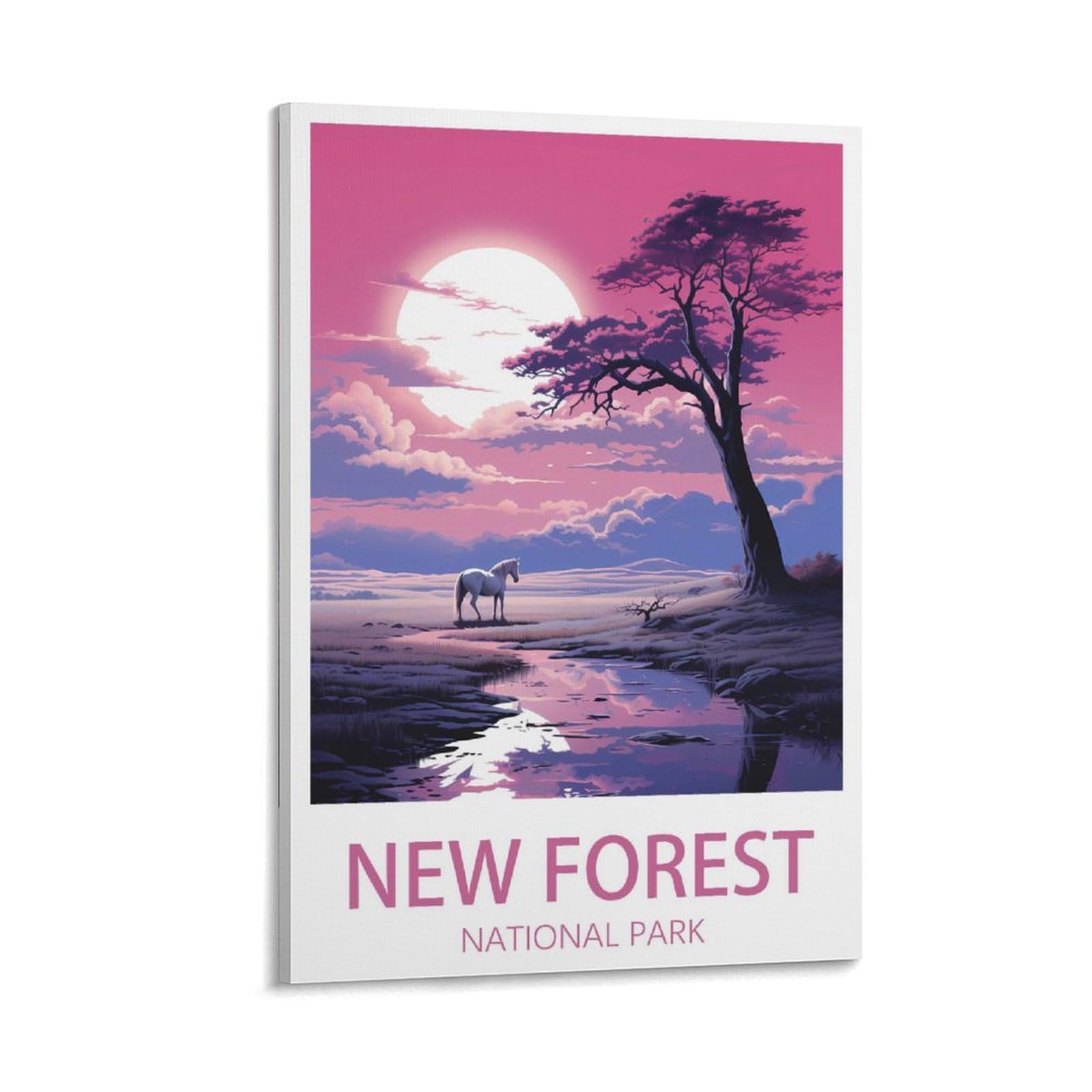 Puplum Frame-Style New Forest National Park Vintage Travel Posters Landscape 16X24inch(40X60cm) Canvas Wall Art Posters For Living Room Decor Paintings For Home Decor