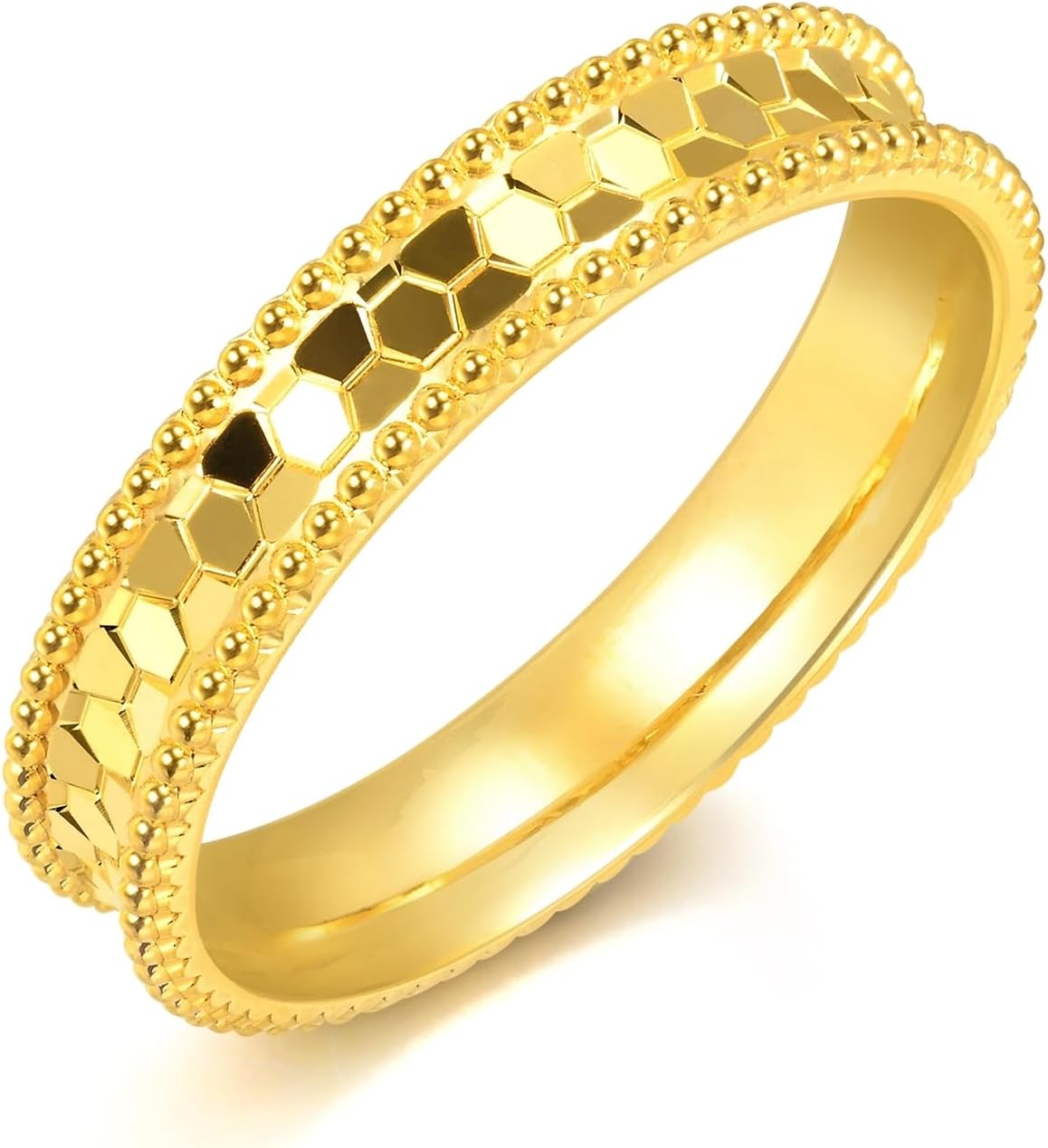 CHOW SANG SANG 999 Gold Essence Honeycomb-Shaped Ring for Women (US Size: 5.5, Diameter 16.2mm) 93546R Price-by-Weight 5.24g Gold
