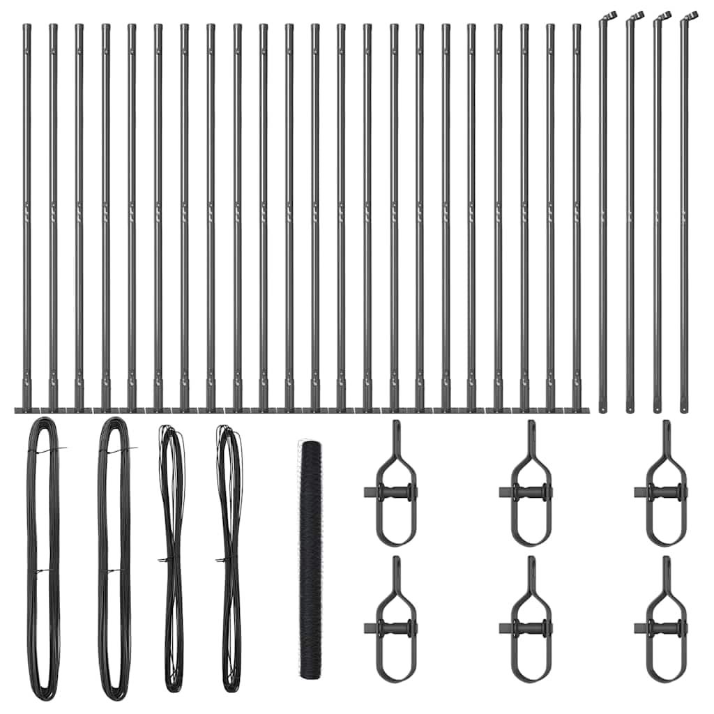 Fence Post Grey 50 x 1.4 m 50 mm Mesh Steel and PVC Outdoor Garden Security Fence Panel Heavy Duty Corrosion Resistant Easy Assembly Kit 5m x 1.4m for Terrace Backyard Enclosure