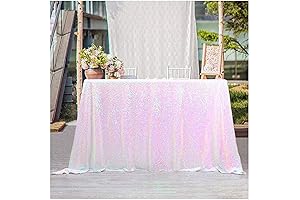 Fanqisi 50x102 Inches Iridescent White Sequin Tablecloth