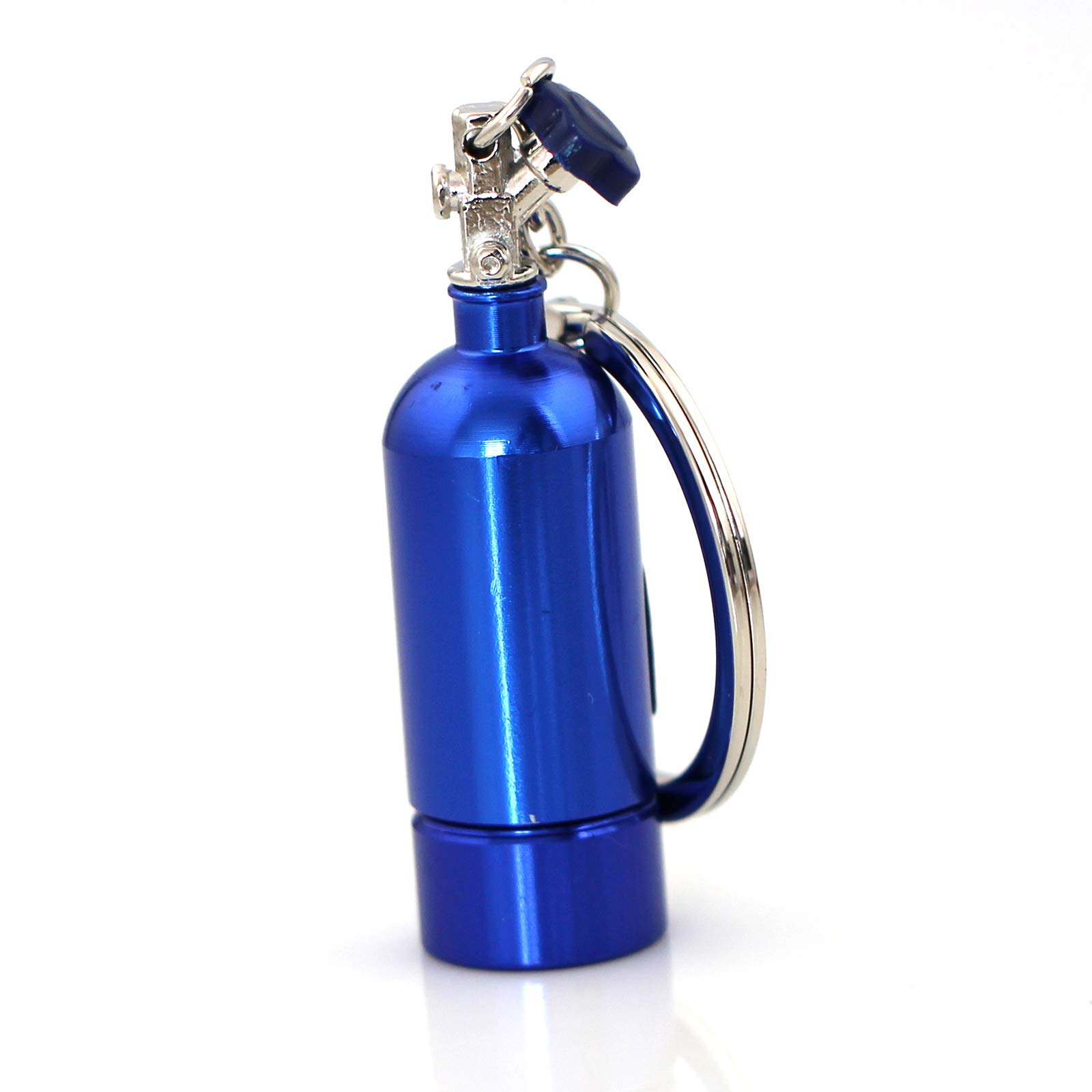 maycom Creative Turbo Keychain Fashion Mini Nitrous Oxide Bottle Keyring Key Chain Ring Keyfob LED Light Emergency Lighting Function (Blue)