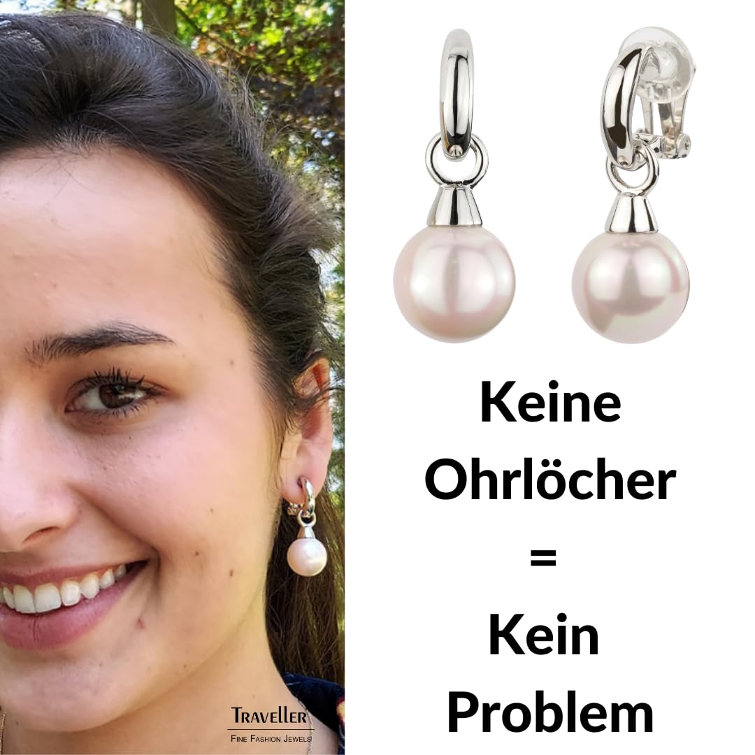 Traveller Orecchini a clip – Gancio – 14 mm perla, Perla