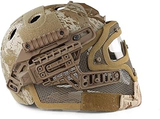 WLXW Airsoft Et Paintball Shooting Quick Shield Tactique + Masque Tactique en ABS avec Lunettes, Casque de Protection PJ Fast Molle, Jeu de Guerre de Chasse CS,DD