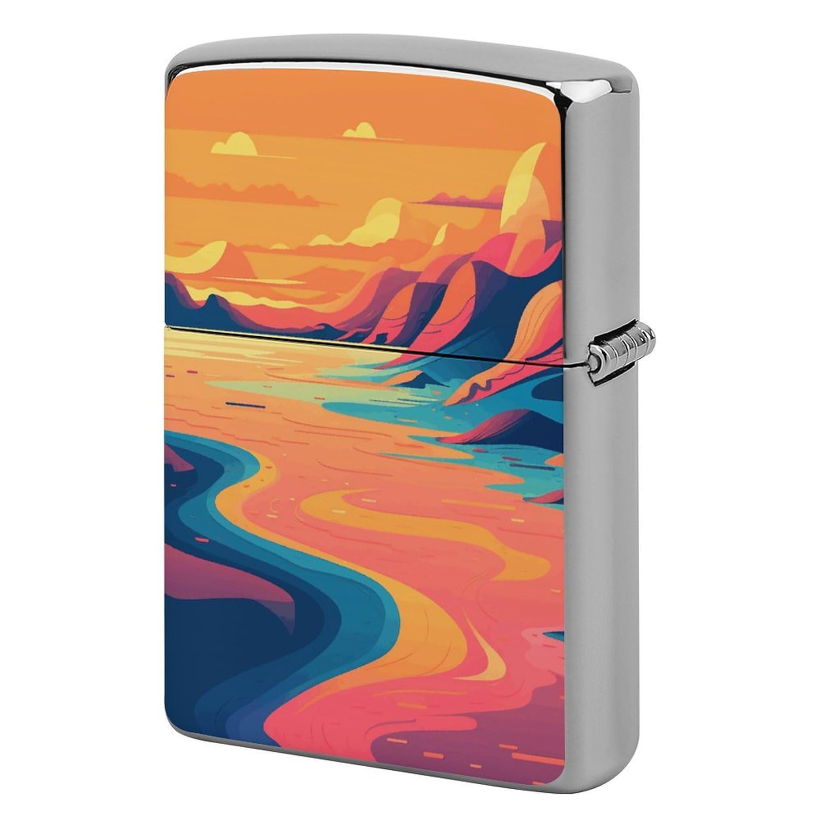 Btcowzrv Style Hand Drawn Painting Metal Lighter Case Sleeve Cover Holder