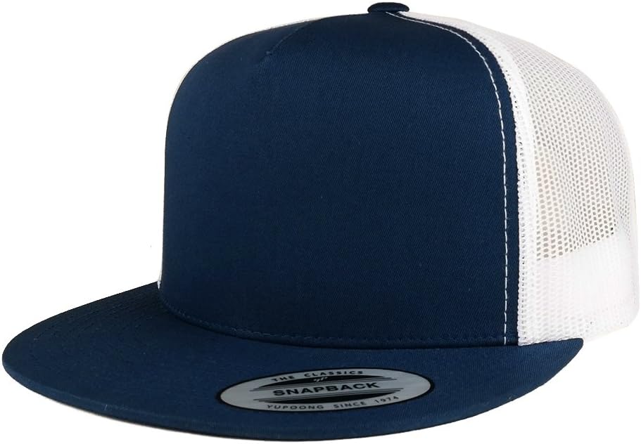 Trendy Apparel Shop Structured Plain 5 Panel 2 Tone Flatbill Mesh Classic Snapback Cap