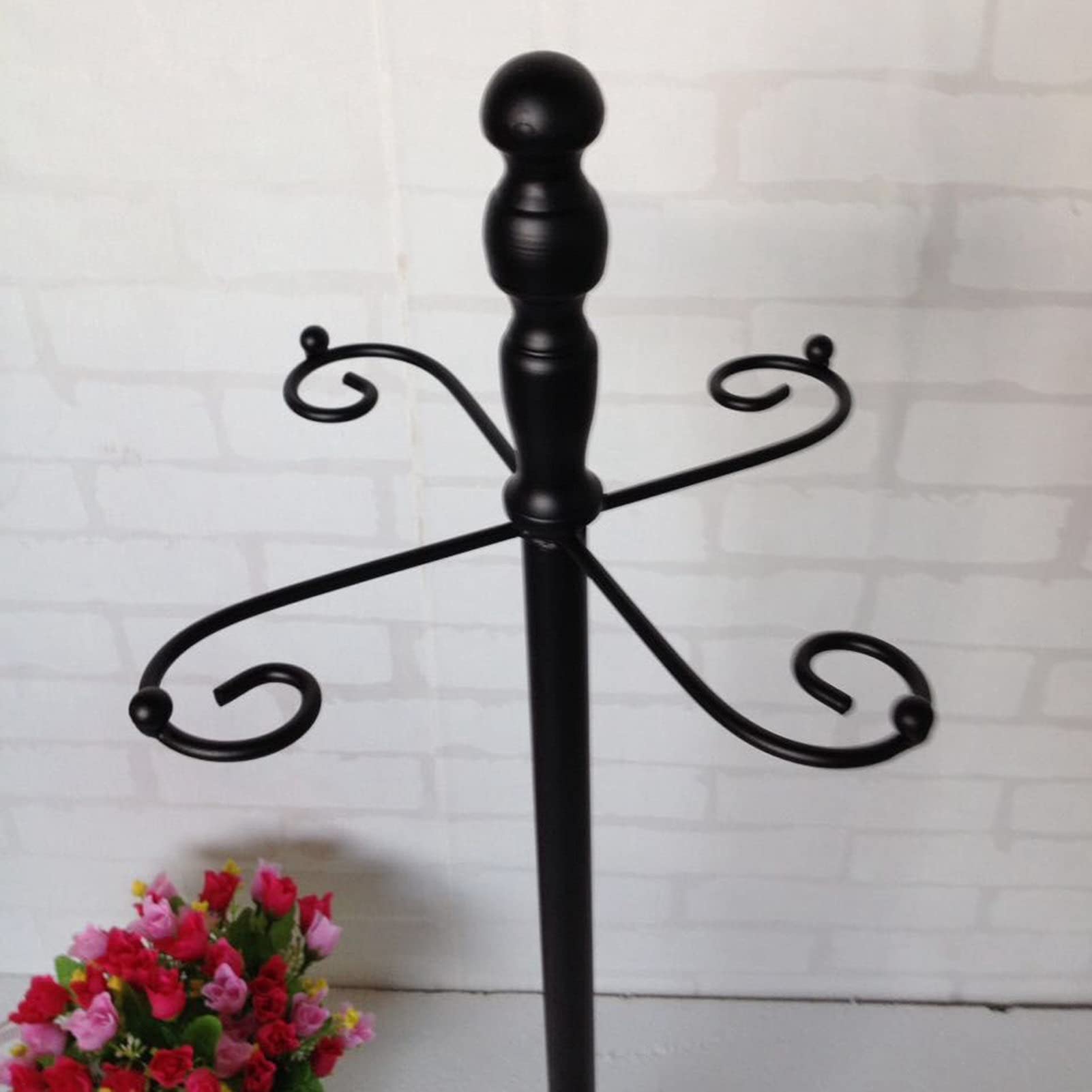 Set di 5 attrezzi per caminetto in ferro battuto resistente anticato, per uso esterno e interno, include supporto, pala e pinza, colore nero