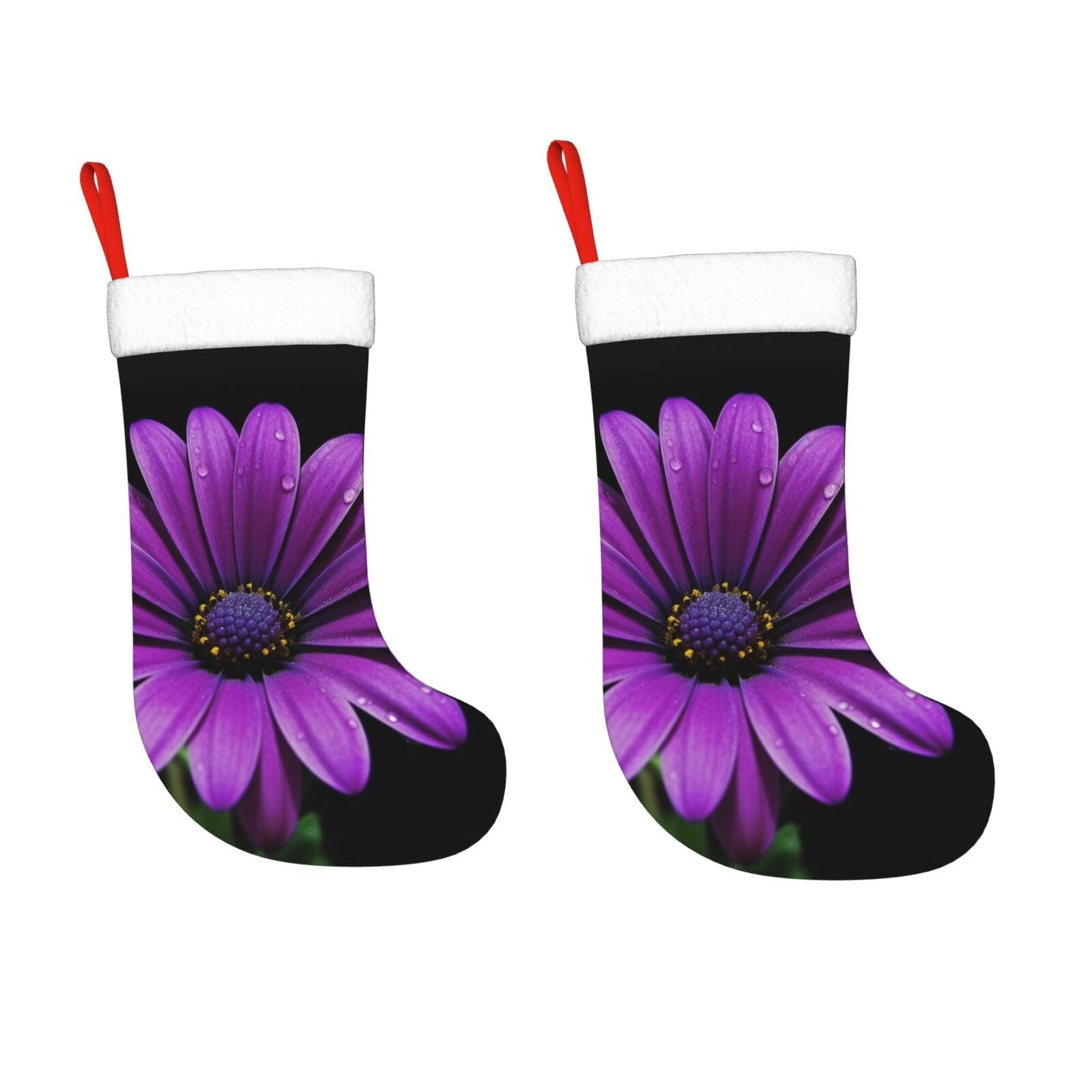 KLOPH 2 Pack 18 Inches Christmas Stockings Personalized Purple Daisy Xmas Stocking Hanging Decoration Fireplace Stocking for Holiday Xmas Tree Christmas Fireplace Decor Gifts