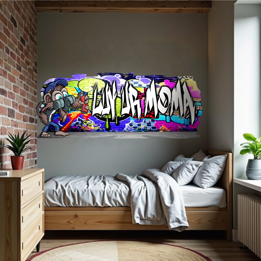 Vinilo Decorativo Personalizado Mono 3D 68x27.5 pulg miniatura 2