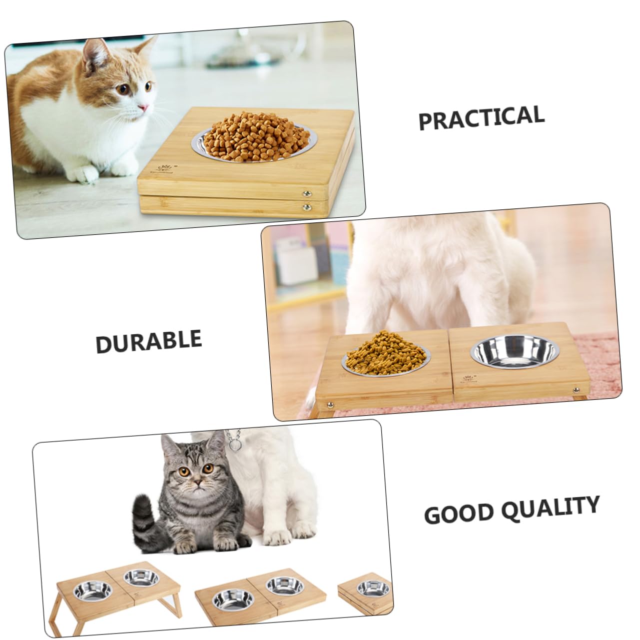 BESPORTBLE 1pieza Soporte De Doble Cuenco De Acero Inoxidable para Mascotas Comedero para Perros y Gatos para Alimentación De Comida y Agua