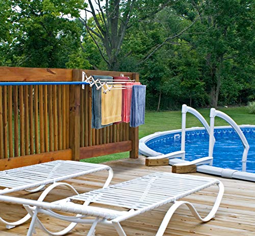 Smartsome Space Saver Fold Away Racks: Stainless Steel Wall Mounted Laundry Drying Rack, Easy To Install - 8 34" Rods, Total: 22.5 Linear Ft, 60 Lb Capacity- Indoor And Outdoor Use #TOP2