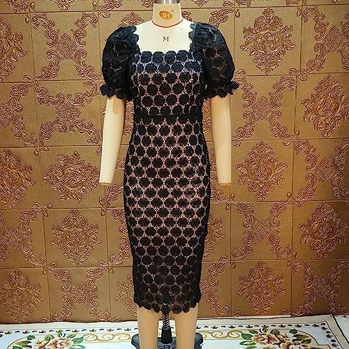 Image of Cololura Elegant Sexy Floral Lace Short Sleeve Off Shoulder Evening Gown Party Formal Bodycon Midi Dress