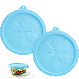2 Cup Silicone Replacement Lids Compatible with Pyrex 7200-PC Glass Bowls, 2-Pack BPA-Free & Leakproof Round Food Storage Covers, Safe for Dishwasher/Refrigerator/Microwave Use, Blue