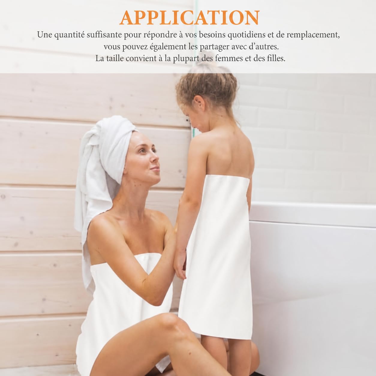 Set di 4 asciugamani da bagno da donna in microfibra, accappatoi con bottoni regolabili, avvolgenti per doccia, sauna, spiaggia, palestra, hotel (bianco)