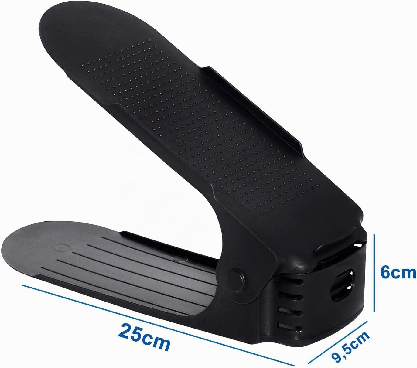 Froadp Zapatero Ajustable 30 piezas Portátil de Plástico Ajustable en Altura 3 Niveles Organizadores de Zapatos Soporte para Entrada Armario Vestidor(Negro)