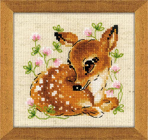 Image of RIOLIS - Little Deer 1777, Cross Stitch Kits 5 inchX5 inch, Cross Stitch Kits for Beginners & Advanced, Crossstitching Kits Adult, Counted Stitching Kits, Embroidery Kit