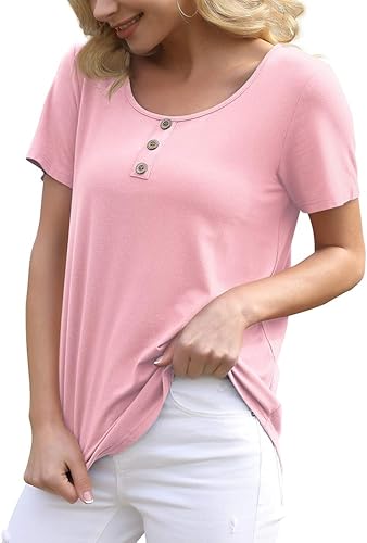 Miniatura 2 de Feiersi - Túnica floral de verano para mujer, blusa casual, camiseta de manga corta con botones