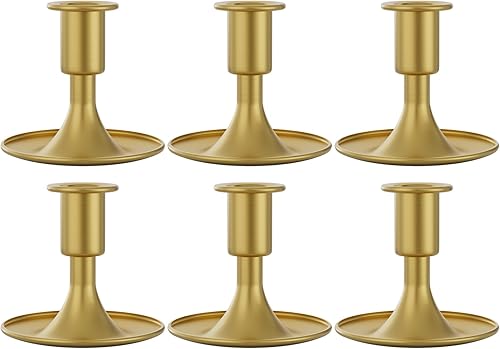 Juego de 6 portavelas cónicos dorados, portavelas para decoración de mantel del hogar, decoraciones de mesa de vacaciones, centros de mesa de boda,