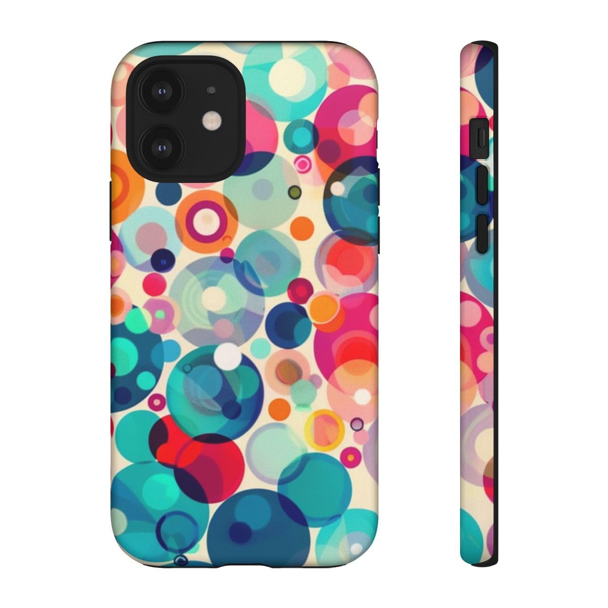 Coque iPhone 12 cercles colorés pour un style urbain chic