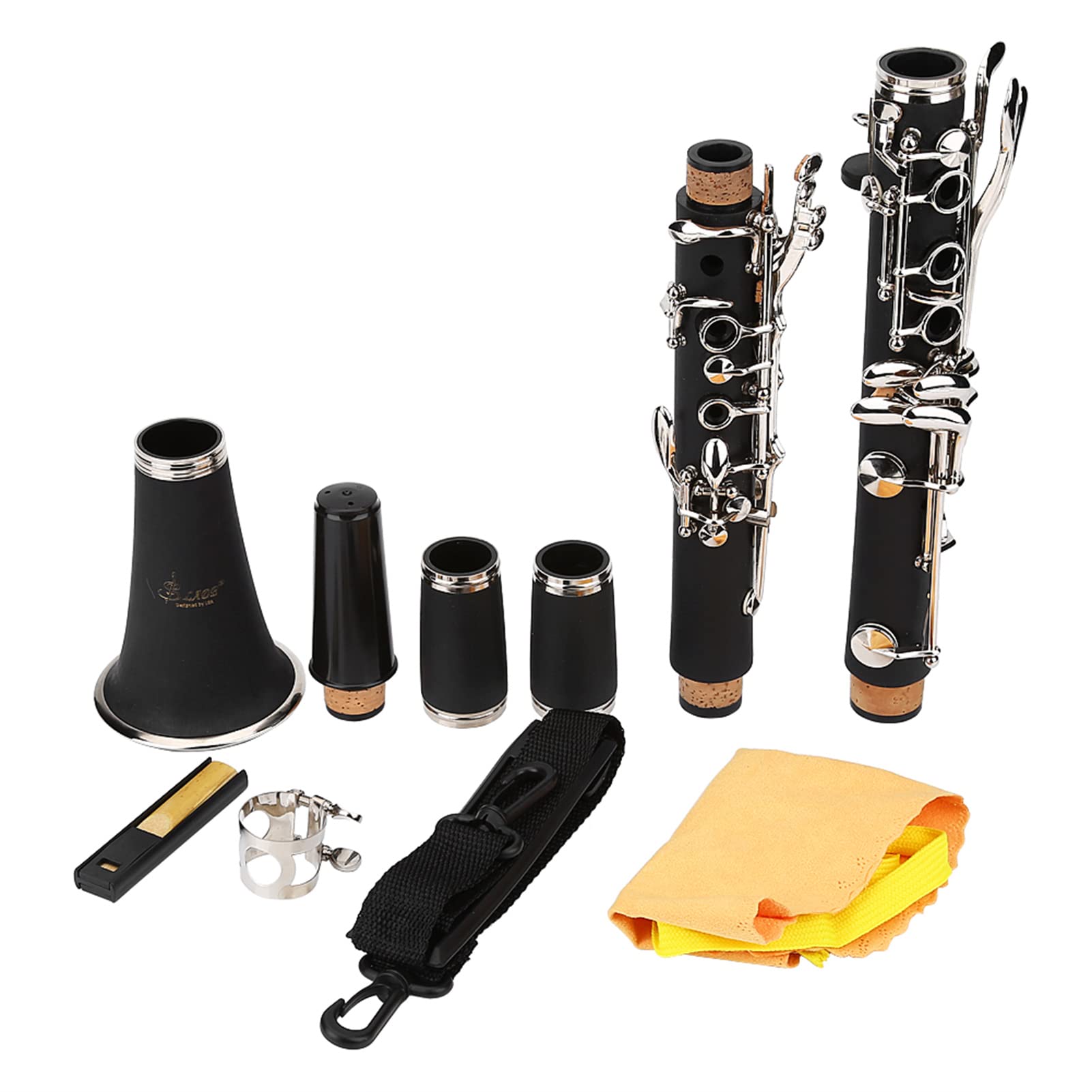 Bakelit-Klarinette, Musikinstrument, Klarinette mit 17 Tasten, Reinigungstuch für Küche, Reinigungstuch, Holzblasinstrument, Tastenwerkzeug