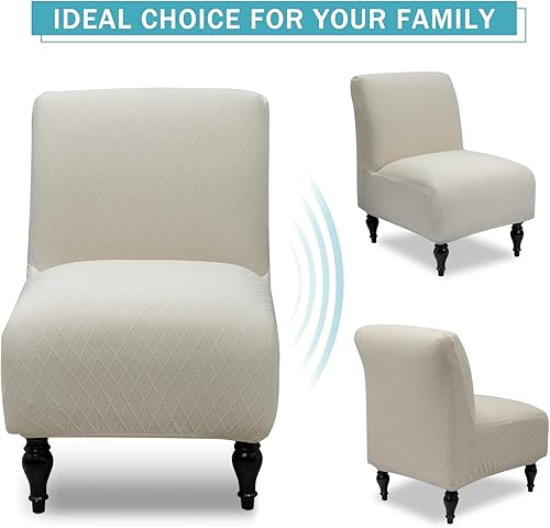 Miniatura 5 de Funda para silla sin brazos, elástica, de elastano, extraíble, jacquard, antideslizante, para silla de acento sin brazos, protector de muebles para