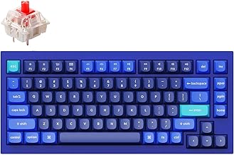 Keychron Q1 RGB Wired Custom Mechanical Keyboard, 75% Layout QMK/VIA Programmable Macro with Hot-swappable Gateron G Pro Red Switch Double Gasket Compatible with Mac Windows Linux (Blue) -Version 2