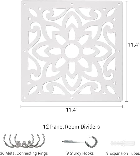Miniatura 13 de Yizunnu Divisor de habitación colgante, división de paneles blancos de bricolaje, 12 piezas de pantalla de panel de madera y plástico, separadores