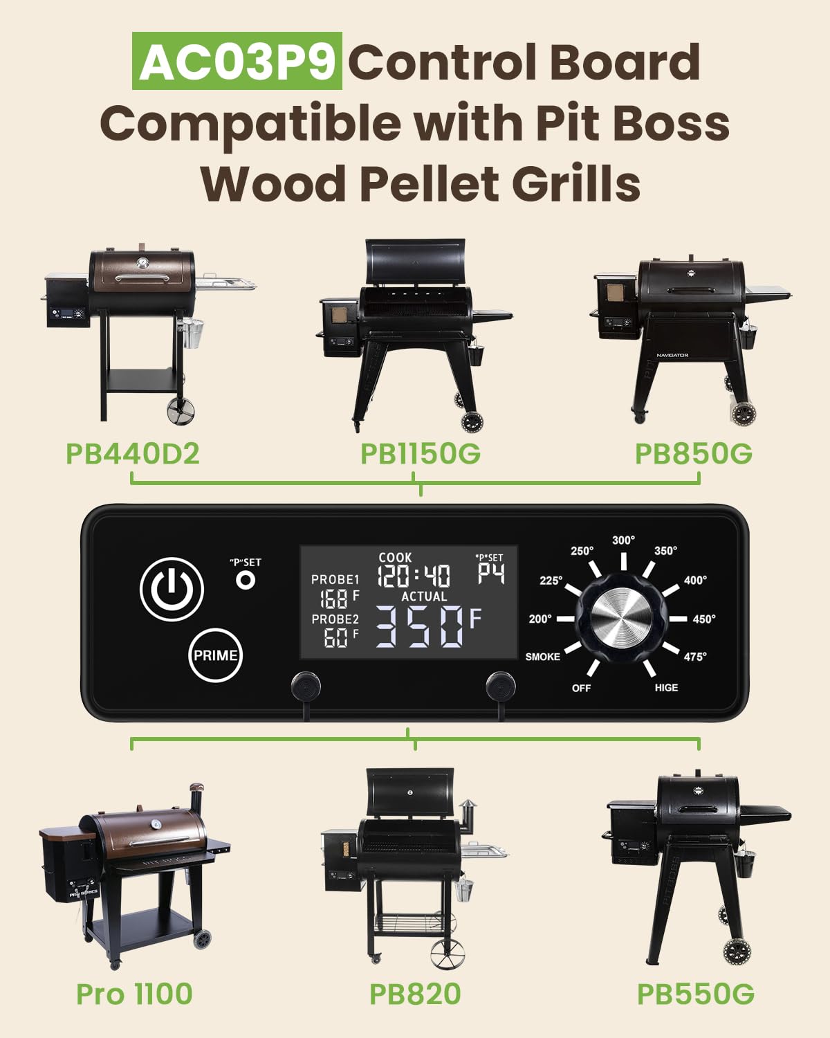 Control Board For Pit Boss Pellet Grill, AC03P9
