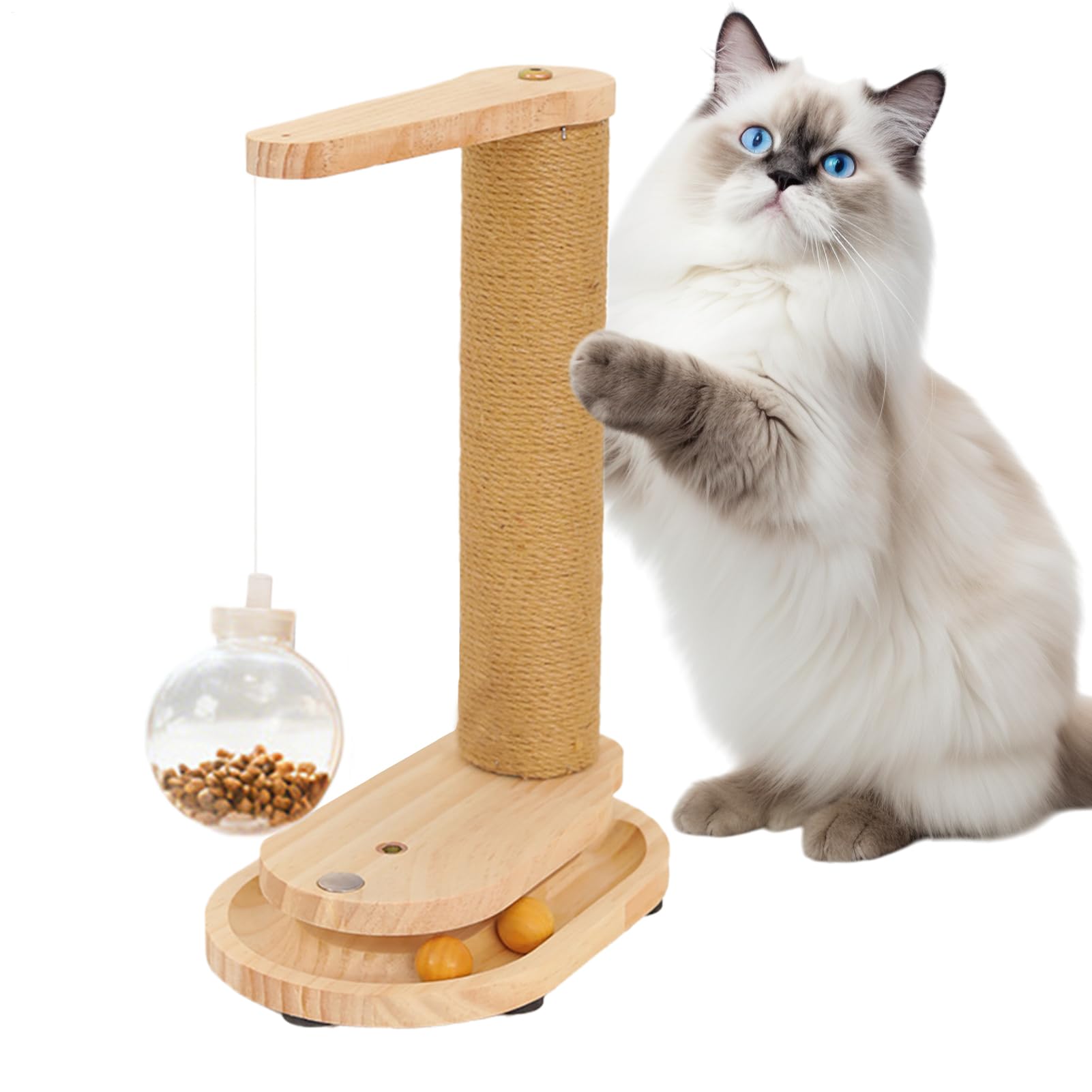 Poteau à chat interactif avec distributeur de friandises pour stimuler le jeu