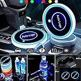 【Led Auto Logo Lichtbecherhalter】Wählen Sie Nummernschilder mit unterschiedlichen Auto-Logos, und Untersetzer mit einem Durchmesser von 2,6 Zoll sind für alle Fahrzeuge geeignet. Die Lage der beleuchteten Achterbahnen macht sie bunt und atemberaubend.