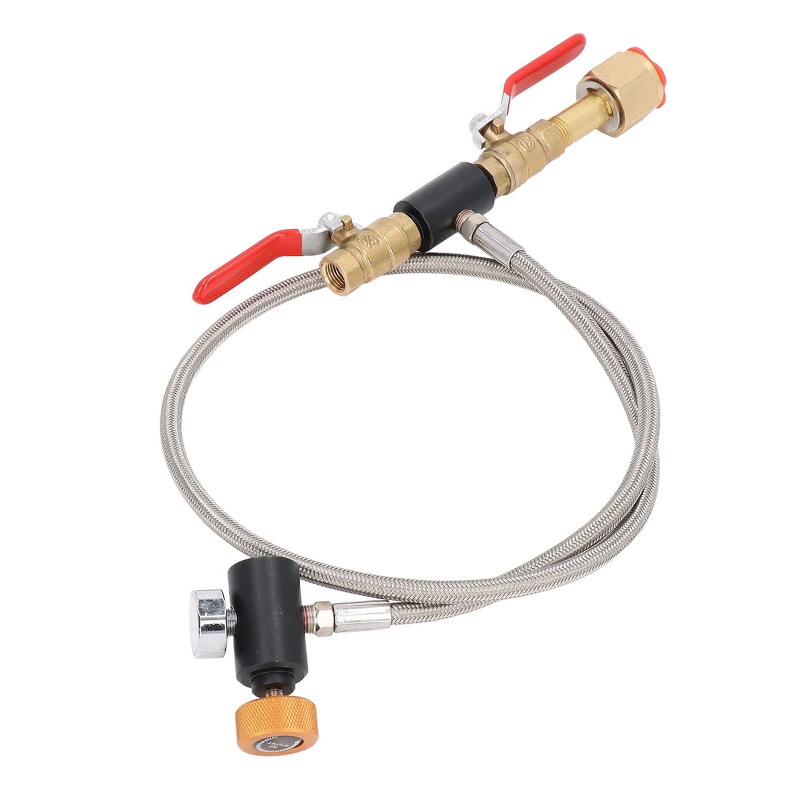 Adaptador de recarga para cilindros de CO2 CGA320 G1/2 con válvulas dobles y manómetro, manguera de acero inoxidable para botellas de sifón de soda, kit de recarga de 36 pulgadas